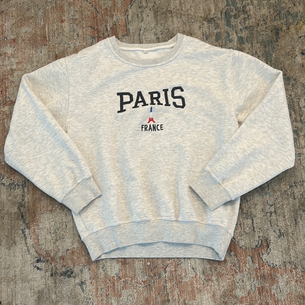 Paris, France, crewnecks, white and gray